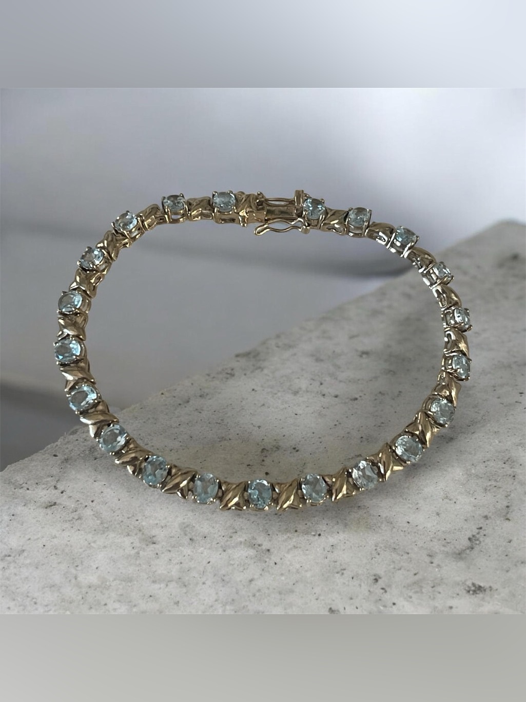 Vintage Sterling Silver Topaz Tennis Bracelet